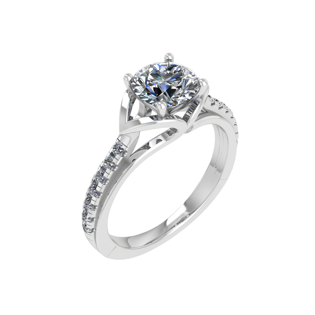 ACCENTED CATHEDRAL 6.50mm ROUND ENGAGEMENT RING
